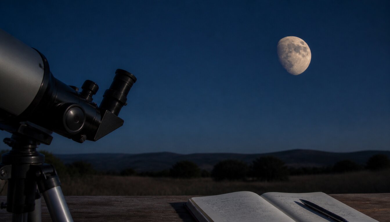 A restrained field illustration of Moon for an observing guide