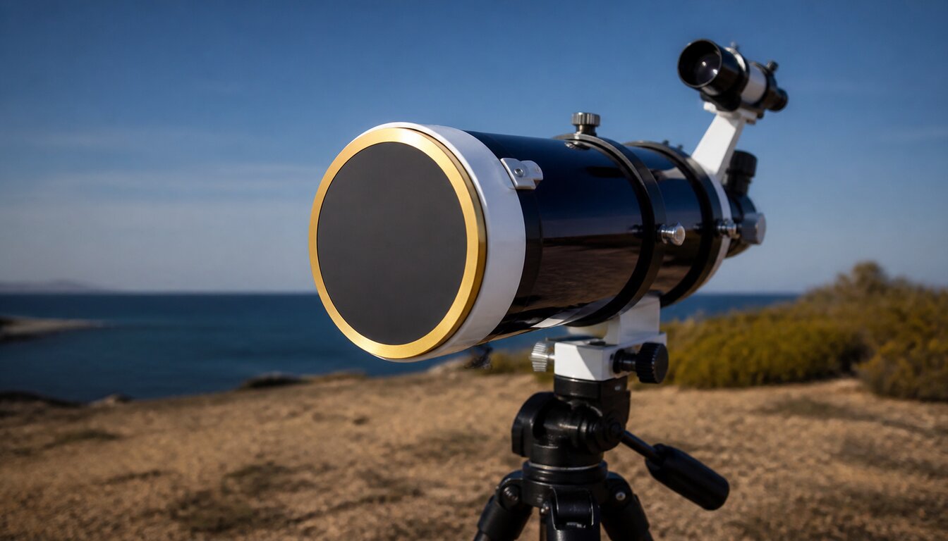 A practical solar observing safety field setup with notes and instruments
